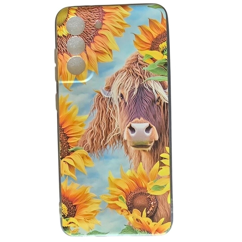 Samsung Galaxy S23 Phone Case Highland Cow Sunflowers Jelly Cover
